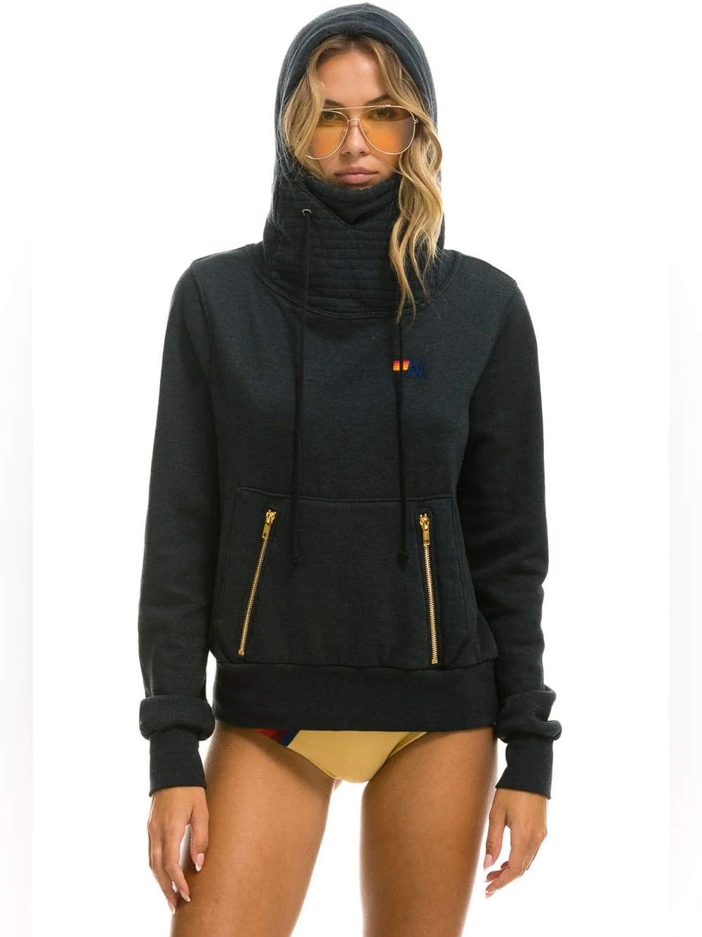 Aviator Nation Women’s Ninja Pullover Charcoal Hoodie Size Medium